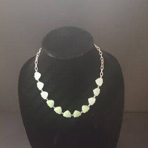 Stella & Dot Somervell Convertible Green Faceted Necklace w/ Silver Tone Chain